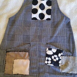 Upcycled Handmade Patchwork Pinafore Dress Houndstooth Checkered Apron Jumper